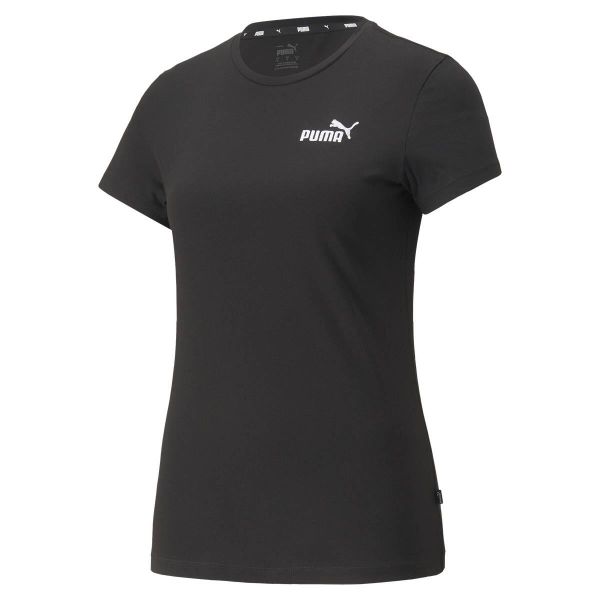Koszulka fitens damska Puma ESS+ Embroidery Tee. Czarne bluzki damskie Puma, m, bez kołnierzyka, bez ramiączek. Za 110.20 zł.