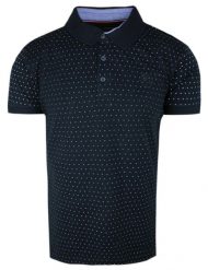 Koszulka Polo, Męska - Pako Jeans - Granatowa w Drobny Groszek. Zielone koszulki polo męskie Pako Jeans, m, bez wzorów, z bawełny, bez ramiączek. Za 115.00 zł.
