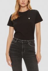 GUESS Czarny damski t-shirt na krótki rękaw Colette, Rozmiar S. Czarne t-shirty damskie Guess, s, z aplikacjami, bez kołnierzyka. Za 189.99 zł.