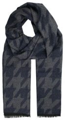 Męski Szalik Alties - Duży Wzór, Granat z Popielem. Niebieskie szaliki męskie Alties, na jesień, bez wzorów, z bawełny. Za 59.00 zł.