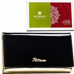 Portfel damski Peterson PTN 1N-466 czarny. Czarne portfele damskie Peterson, bez wzorów, z lakierowanej skóry. Za 129.99 zł.