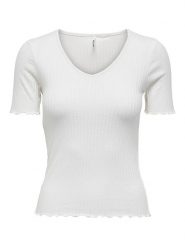 JDY Koszulka w kolorze białym rozmiar: XL. Białe bluzki damskie JDY, xl, bez wzorów, prążkowane, bez kołnierzyka. Za 52.55 zł.