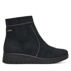 Botki Josef Seibel. Czarne botki damskie Josef Seibel, bez obcasa, na płaskiej podeszwie, bez zapięcia. Za 419.99 zł.