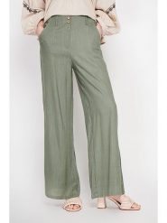 Le Jardin du Lin Lniane spodnie w kolorze khaki rozmiar: 40. Brązowe spodnie materiałowe damskie Le jardin du lin, bez wzorów, ze lnu, z podwyższonym stanem. Za 130.99 zł.