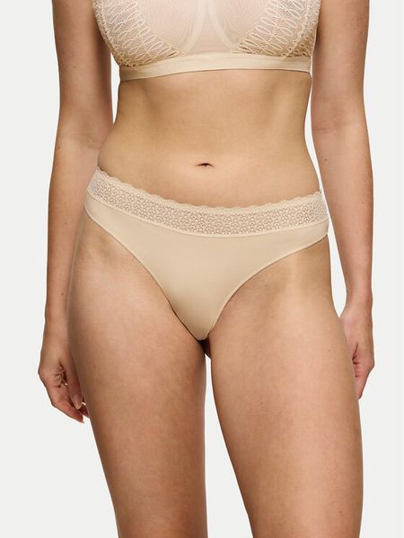 Triumph Stringi Feel Of Modal 10219764 Beżowy. Brązowe stringi damskie Triumph, m, bez wzorów. Za 45.00 zł.