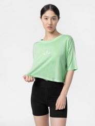 4F T-shirt crop top oversize do jogi damski M. Zielone t-shirty damskie 4f, m, bez wzorów, z dzianiny, bez kołnierzyka. Za 99.99 zł.