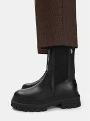 U.S. Polo Assn. Botki EO-SVETA003W/GYE1 Czarny. Czarne botki damskie U.S. Polo Assn., bez obcasa, na płaskiej podeszwie, bez zapięcia. Za 299.99 zł.