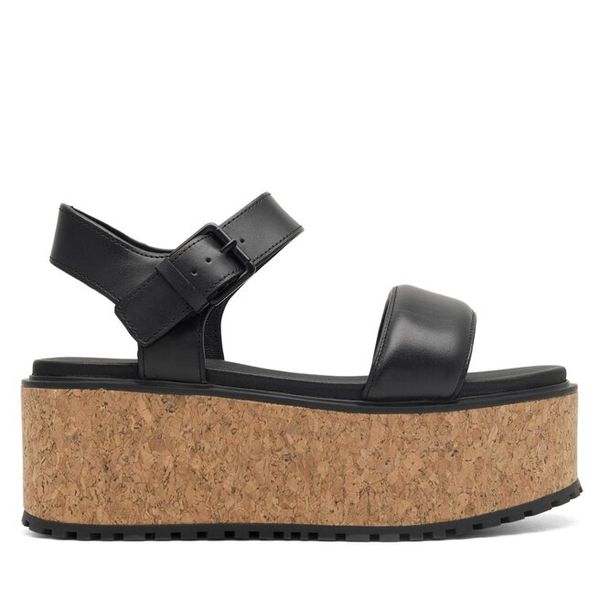 Sandały Lasocki. Czarne sandały damskie Lasocki, bez wzorów, bez obcasa, na koturnie. Za 269.99 zł.