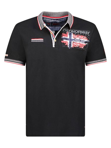 Geographical Norway Koszulka polo "Krusty" w kolorze czarnym rozmiar: M. Czarne koszulki polo męskie Geographical Norway, m, bez wzorów, z bawełny, bez ramiączek. Za 91.56 zł.