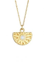 Elli PREMIUM Damski słoneczny wisiorek Moneta Vintage Trend z kamienia księżycowego w pozłacanym srebrze 925 Sterling Silver Naszyjniki 1 ct. Szare naszyjniki damskie Elli PREMIUM, pozłacane. Za 328.99 zł.