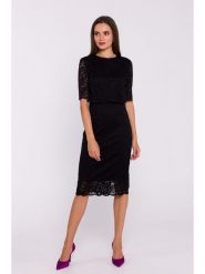 Stylove Sukienka w kolorze czarnym rozmiar: M. Czarne sukienki damskie Stylove, na co dzień, m, bez wzorów, z koronki, bez kołnierzyka, bez ramiączek, midi, proste. Za 324.26 zł.