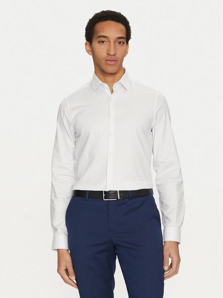 Calvin Klein Koszula K10K114307 Biały Slim Fit. Białe koszule męskie CALVIN KLEIN, m, bez wzorów, z bawełny, bez kołnierzyka, bez ramiączek. Za 229.99 zł.