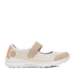 Półbuty Rieker. Półbuty damskie Rieker, bez wzorów, bez obcasa, na płaskiej podeszwie. Za 319.99 zł.