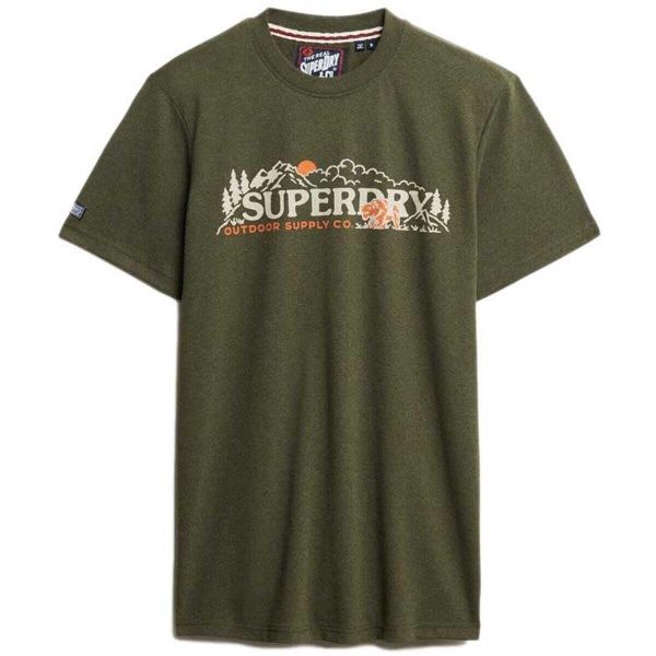 Koszulka Superdry Outdoor Scene. Zielone t-shirty sportowe męskie Superdry., l, z jeansu, bez ramiączek, outdoorowe. Za 150.00 zł.