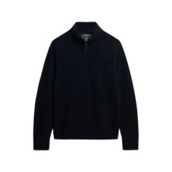 Klasyczny sweter z kołnierzem typu półgolf Superdry Essential. Niebieskie swetry męskie Superdry., na zimę, m, bez wzorów, bez kołnierzyka. Za 326.85 zł.