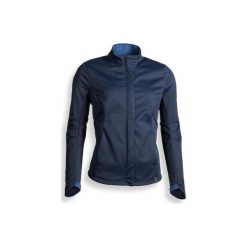 Kurtka jeździecka 500 Softshell damska. Niebieskie kurtki damskie FOUGANZA, xl, bez wzorów, z elastanu, bez kaptura. Za 149.99 zł.