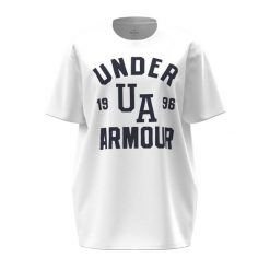 Damska koszulka z nadrukiem Under Armour Heavyweight. Białe t-shirty damskie Under Armour, xs, bez wzorów, z bawełny, bez kołnierzyka. Za 191.40 zł.