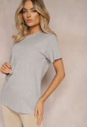 Szara Casualowa Koszulka T-shirt z Bawełny Gittaria. Szare bluzki damskie Renee, uniwersalny, bez wzorów, z bawełny, bez kołnierzyka. Za 14.99 zł.