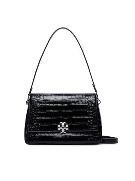 Tory Burch Torebka Charlie Embossed Croc Shoulder Bag 183354 Czarny. Czarne torebki klasyczne damskie Tory Burch, bez wzorów, ze skóry, bez dodatków. Za 3,064.00 zł.