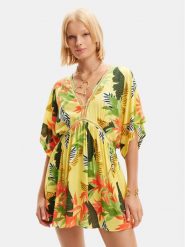 Desigual Sukienka plażowa Tropical Party 24SWMW23 Kolorowy Loose Fit. Sukienki damskie Desigual, na imprezę, l, bez wzorów, z wiskozy, bez kołnierzyka, bez ramiączek. Za 179.99 zł.