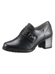 Heine Skórzane czółenka w kolorze czarnym rozmiar: 37. Czarne czółenka damskie Heine, bez wzorów, ze skóry, bez obcasa. Za 114.44 zł.