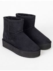 ISLAND BOOT Botki zimowe "Stela" w kolorze czarnym rozmiar: 36. Czarne botki damskie Island Boot, na zimę, bez obcasa, bez zapięcia. Za 165.99 zł.