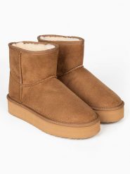 Blackfield Botki zimowe "Princesse" w kolorze jasnobrązowym rozmiar: 38. Brązowe botki damskie Blackfield, na zimę, z materiału, z okrągłym noskiem, bez obcasa, na platformie, bez zapięcia. Za 183.15 zł.