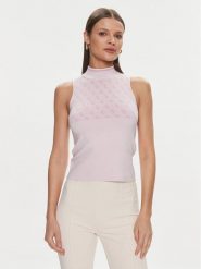 Guess Bluzka Lise W3YR26 Z37K0 Różowy Slim Fit. Czerwone bluzki damskie Guess, xs, z aplikacjami, z syntetyku, bez ramiączek. Za 379.99 zł.
