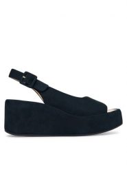 HÖGL Sandały 0-182512-30000 Granatowy. Niebieskie sandały damskie HÖGL, bez wzorów, ze skóry, bez obcasa, na koturnie. Za 849.99 zł.