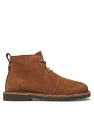 Birkenstock Trzewiki Uppsala Mid Shearling 1028148 Brązowy. Brązowe botki damskie Birkenstock, ze skóry, bez obcasa, na płaskiej podeszwie, bez zapięcia. Za 859.99 zł.