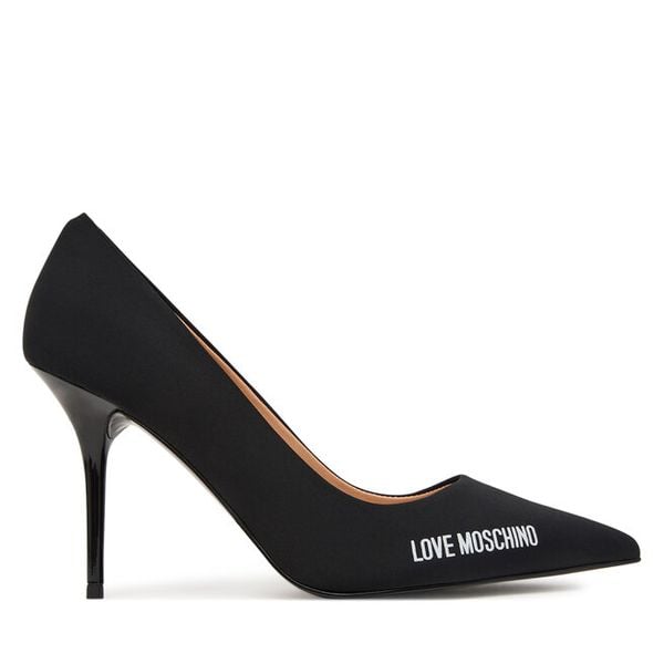 Szpilki LOVE MOSCHINO. Czarne szpilki Love Moschino, bez wzorów, bez obcasa. Za 919.99 zł.