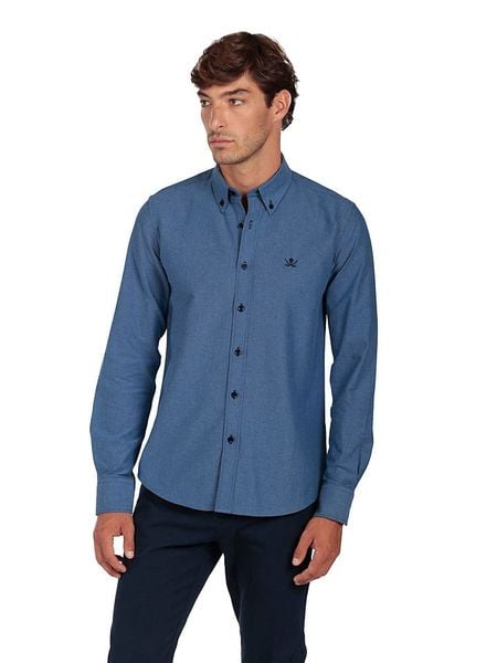 The Time of Bocha Koszula "Oxford" w kolorze niebieskim rozmiar: XL. Niebieskie koszule męskie The Time of Bocha, xl, bez wzorów, z bawełny, bez kołnierzyka, bez ramiączek. Za 95.46 zł.