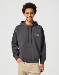WRANGLER MĘSKA BLUZA HOODIE FADED BLACK 112357324 W6M9013642. Czarne bluzy bez kaptura męskie Wrangler, m. Za 199.99 zł.