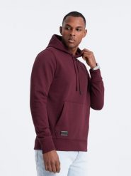 Męska dresowa bluza kangurka z kapturem BASIC – bordowa V3 OM-SSBN-0161 - XXL. Czerwone bluzy z kapturem męskie Ombre Clothing, l, z dresówki. Za 113.99 zł.