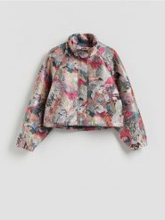 Wzorzysta kurtka - wielobarwny. Kurtki damskie Reserved, l, bez wzorów, z tkaniny, bez kaptura. Za 259.99 zł.