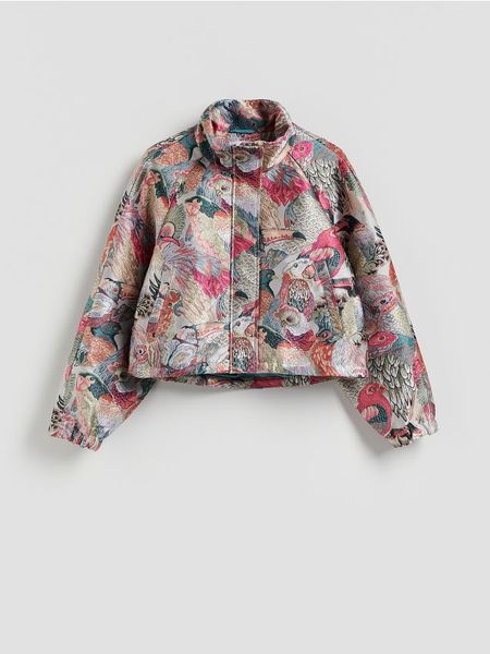 Wzorzysta kurtka - wielobarwny. Kurtki damskie Reserved, l, bez wzorów, z tkaniny, bez kaptura. Za 259.99 zł.