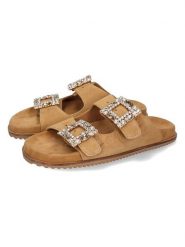 MELVIN & HAMILTON Skórzane klapki "Eve 1" w kolorze jasnobrązowym rozmiar: 42. Brązowe klapki damskie MELVIN & HAMILTON, bez wzorów, ze skóry, bez obcasa. Za 304.99 zł.