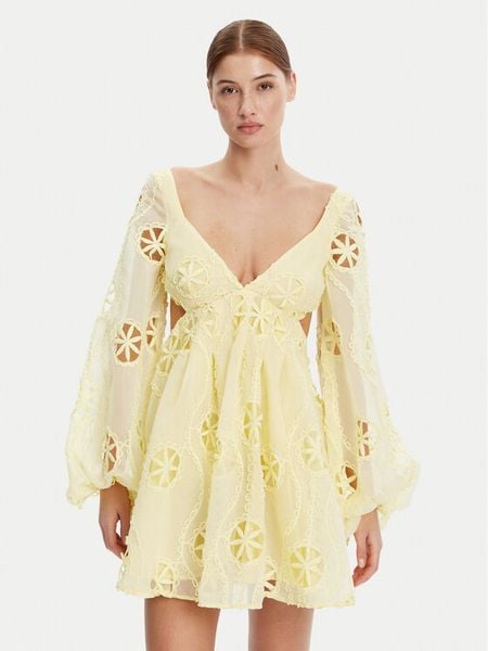 Bardot Sukienka koktajlowa 59858DB Żółty Regular Fit. Żółte sukienki damskie BARDOT, bez wzorów, z syntetyku, wizytowe, bez kołnierzyka, bez ramiączek. Za 449.99 zł.