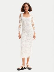 Desigual Sukienka letnia Sandalo 24SWVW50 Biały Slim Fit. Białe sukienki damskie Desigual, na lato, m, bez wzorów, z bawełny, bez kołnierzyka, bez ramiączek. Za 439.99 zł.
