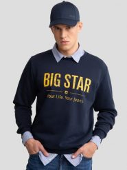 Bluza męska z logo BIG STAR granatowa Setor 403. Niebieskie bluzy bez kaptura męskie Big Star, l, z bawełny. W wyprzedaży za 119.99 zł.