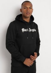 Czarna Bluza z Dodatkiem Bawełny Kapturem Kieszenią Typu Kangurek i Napisem Rotila. Czarne bluzy z kapturem męskie Born2be, m, z bawełny. Za 59.99 zł.