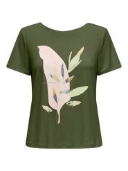 ONLY Koszulka "Free Life" w kolorze khaki rozmiar: M. Brązowe t-shirty damskie Only, m, bez wzorów, bez kołnierzyka. Za 100.99 zł.