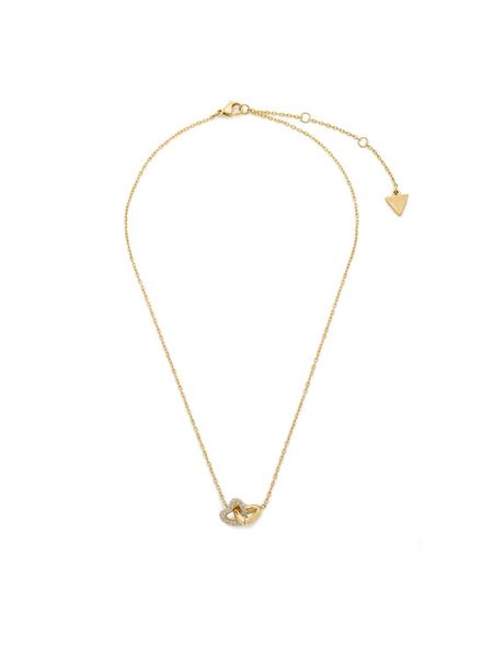 Guess Naszyjnik JUBN06 013JW Złoty. Żółte naszyjniki damskie Guess, ze stali. Za 328.99 zł.