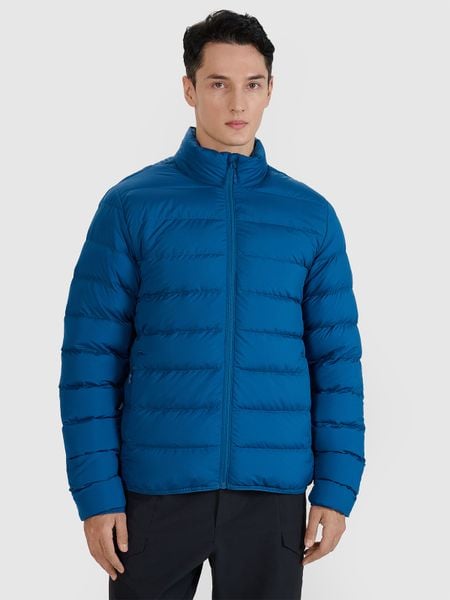 4F Kurtka puchowa z wypełnieniem naturalnym męska - turkusowa S. Niebieskie kurtki męskie 4f, m, bez wzorów, z dzianiny, klasyczne, bez kaptura. Za 499.99 zł.