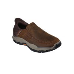 Buty sportowe Sneakersy męskie, Skechers Respected - Elgin Slip-ins. Brązowe buty sportowe na co dzień męskie Skechers, bez zapięcia, trekkingowe. Za 399.99 zł.