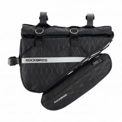 Torba na kierownicę rowerową 2 w 1 z poliestru. Czarne torebki klasyczne damskie ROCKBROS, bez wzorów, z materiału, duże, bez dodatków. Za 224.00 zł.