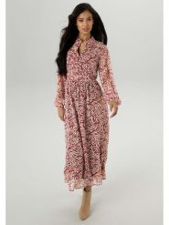 Aniston Sukienka w kolorze beżowo-czerwonym rozmiar: 36. Brązowe sukienki damskie Aniston, bez wzorów, bez kołnierzyka, bez ramiączek, maxi. Za 132.36 zł.