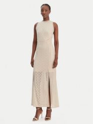 Guess Sukienka koktajlowa W6GK16 K2953 Beżowy Slim Fit. Brązowe sukienki damskie Guess, na lato, s, z aplikacjami, z syntetyku, bez kołnierzyka, bez ramiączek. Za 859.99 zł.