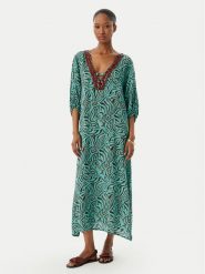 Selmark Sukienka plażowa BN798 Turkusowy Regular Fit. Niebieskie sukienki damskie SELMARK, na plażę, m, bez wzorów, z wiskozy, bez kołnierzyka, bez ramiączek. Za 469.99 zł.