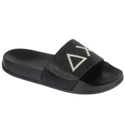 Klapki na basen damskie, Slippers Strass Logo. Czarne klapki damskie SUN68, bez wzorów, bez obcasa. Za 169.90 zł.